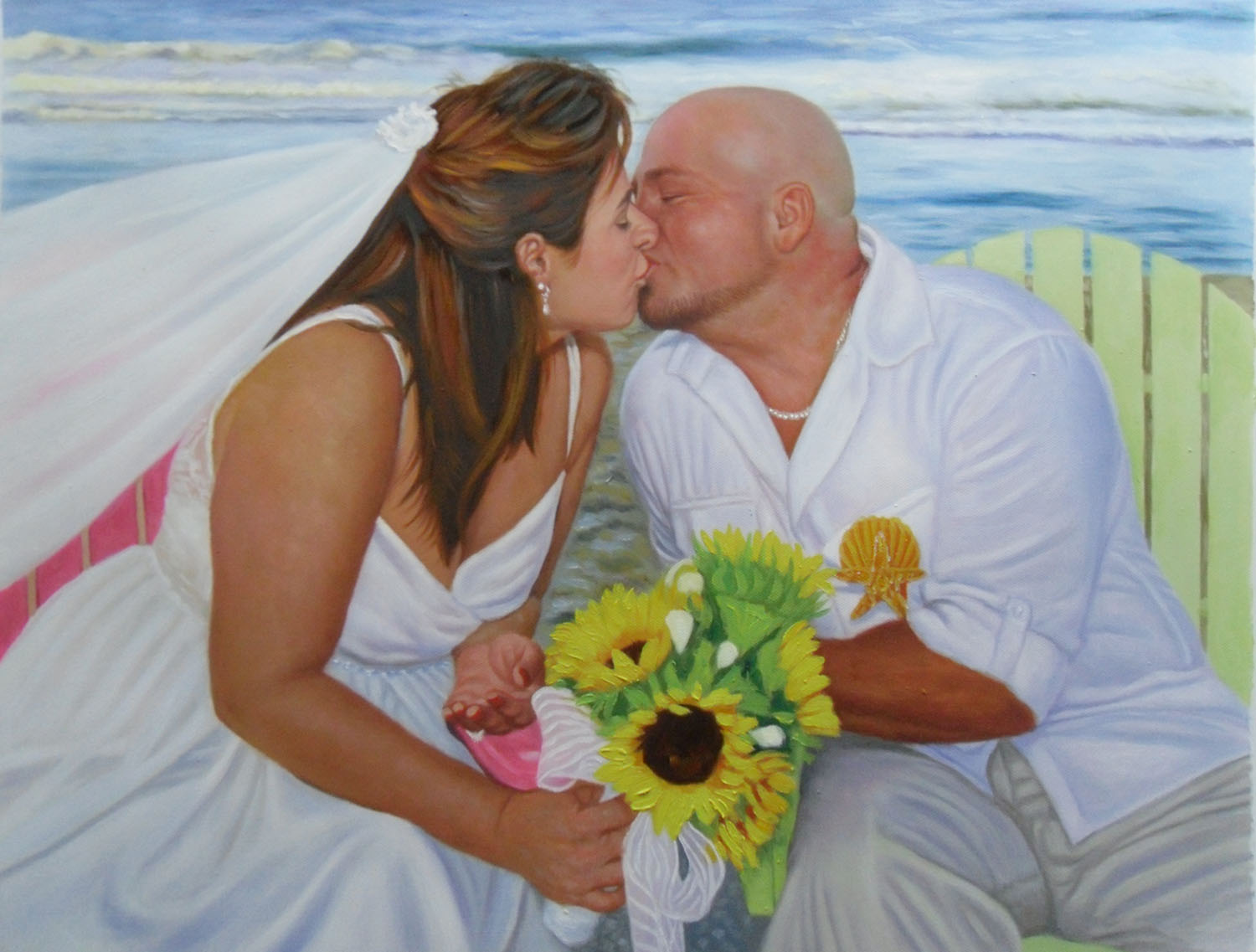 Oil Painting of Beach Wedding