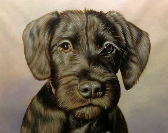 little cute dog oil art