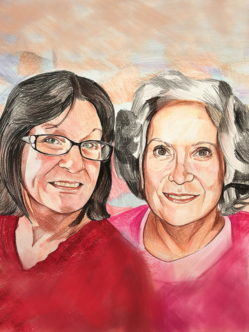 Beautiful color pencil drawing of two adults