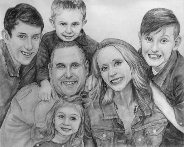 Portrait peinture famille