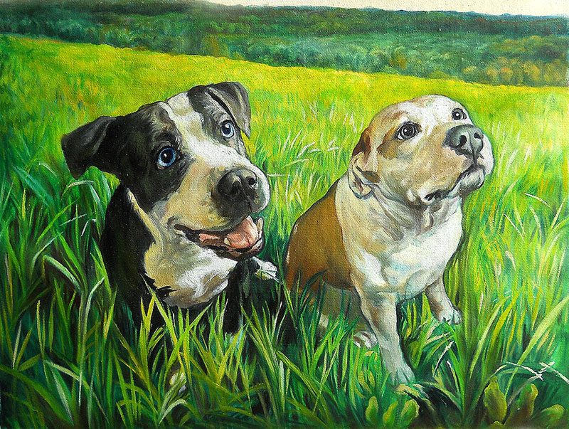 custom art two cute dogs