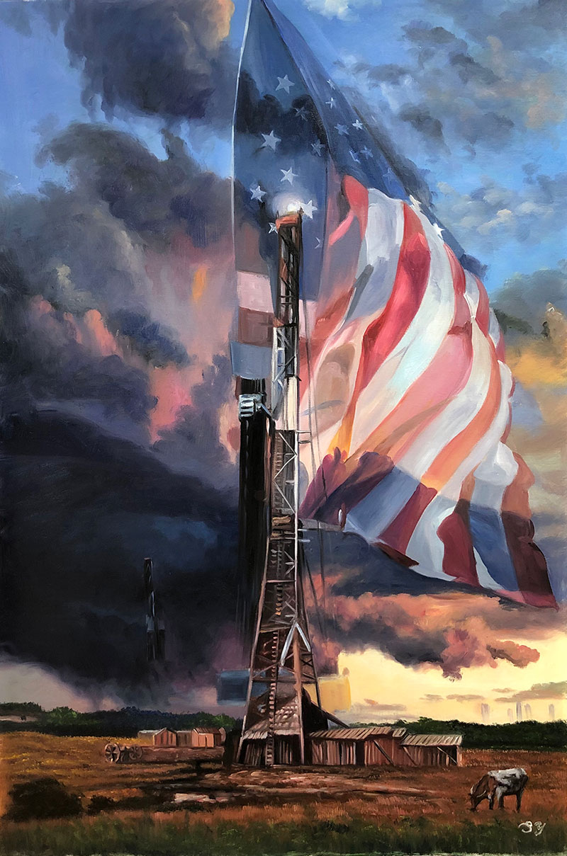 custom acrylic painting of American flag 