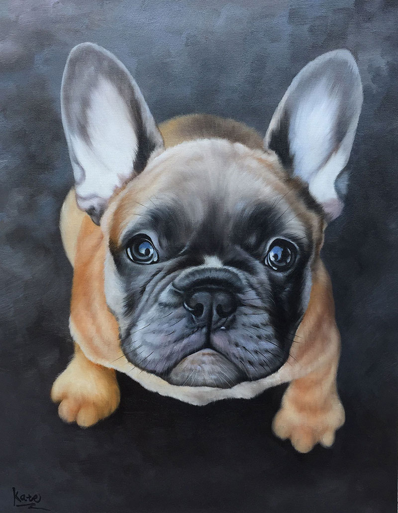 custom dog portrait of a sad dog