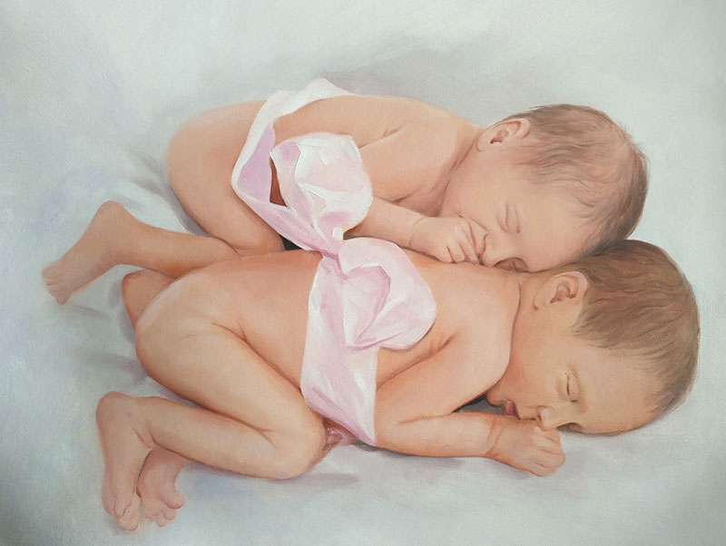 Baby oil portraits on canvas