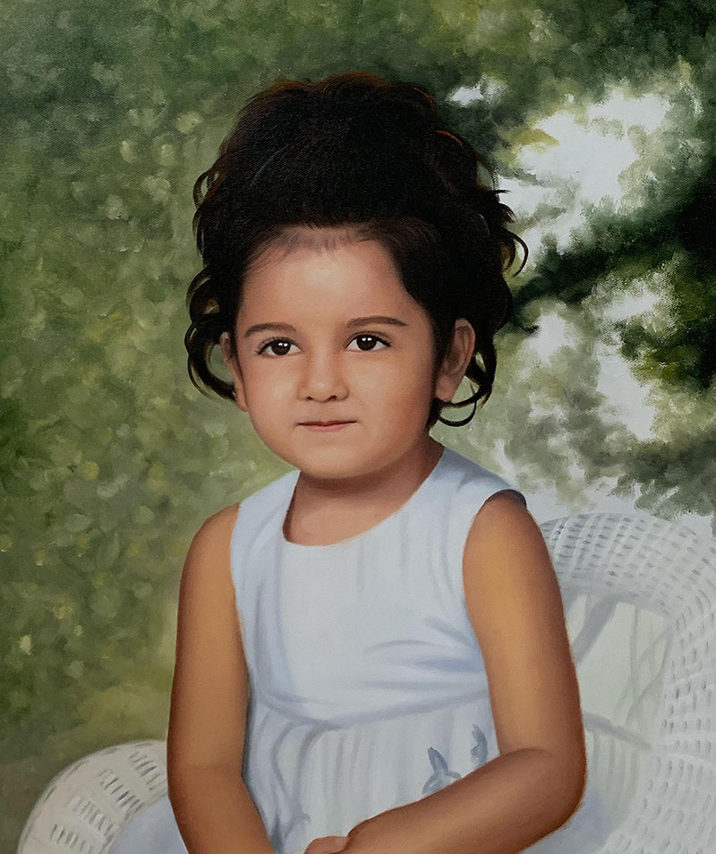 Beautiful oil painting of a little girl