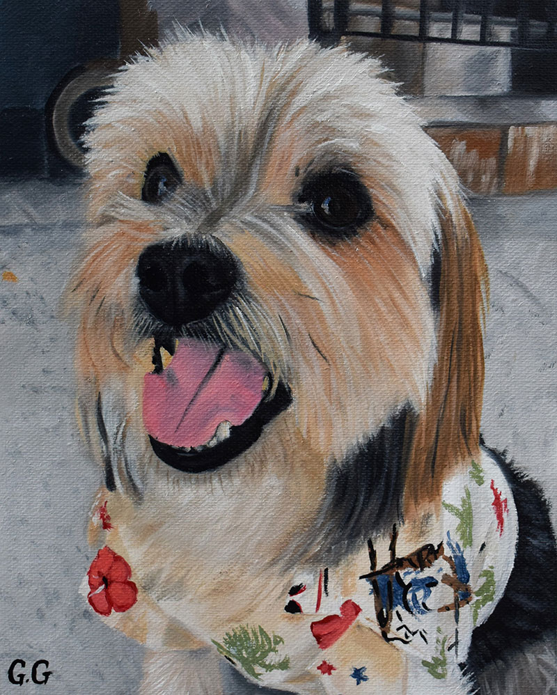 Custom oil artwork of a dog