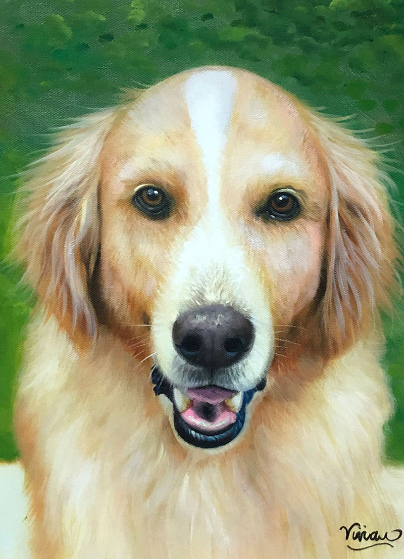 Painting of a golden retriever dog