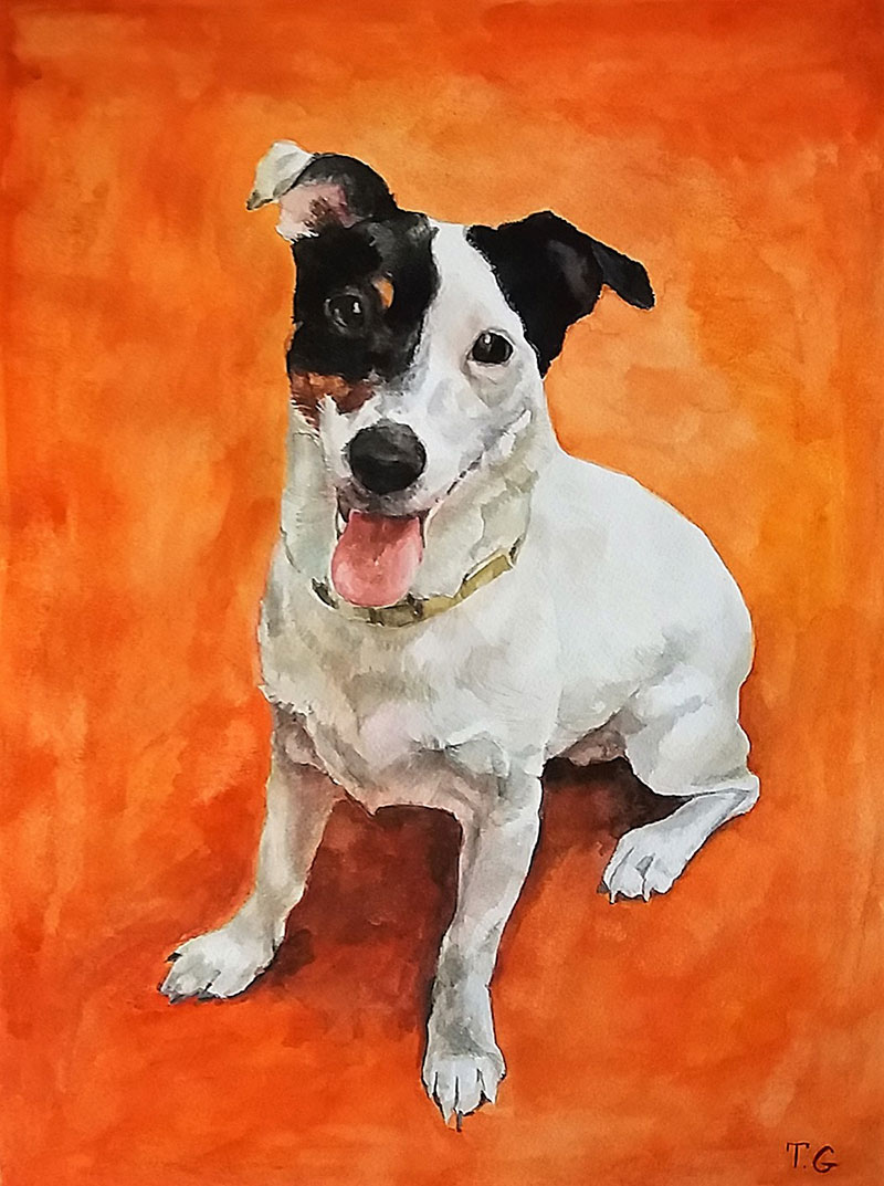 Custom watercolor painting of a dog
