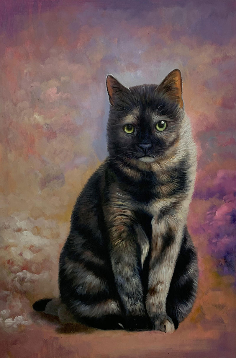 Beautiful handmade oil painting of a cat