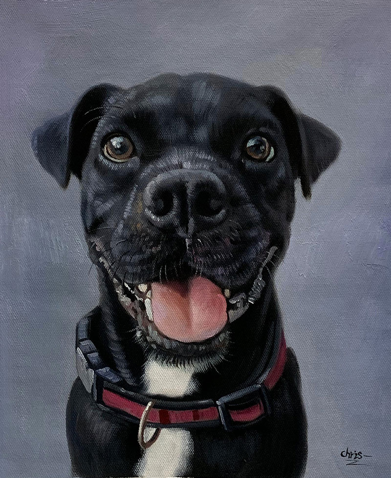 Beautiful handmade acrylic painting of a dog