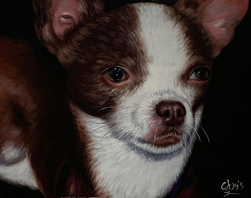 artwork of the dog made in oil
