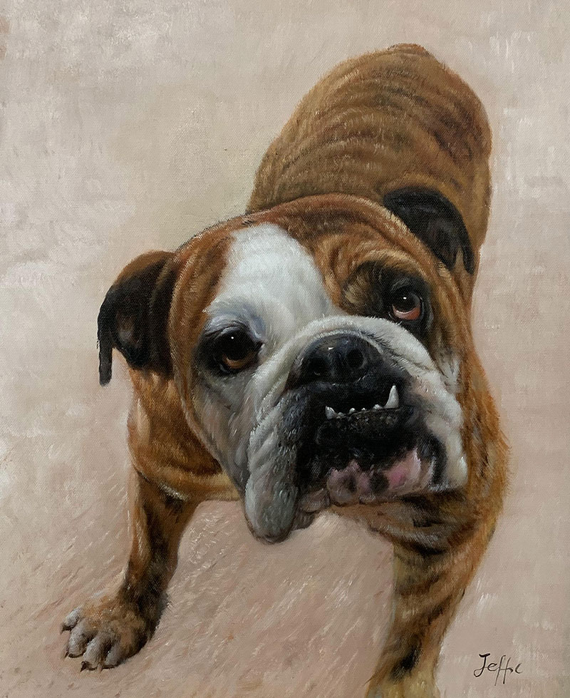 Custom handmade oil painting of a dog