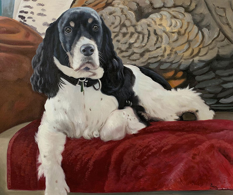 Custom handmade oil artwork of a dog