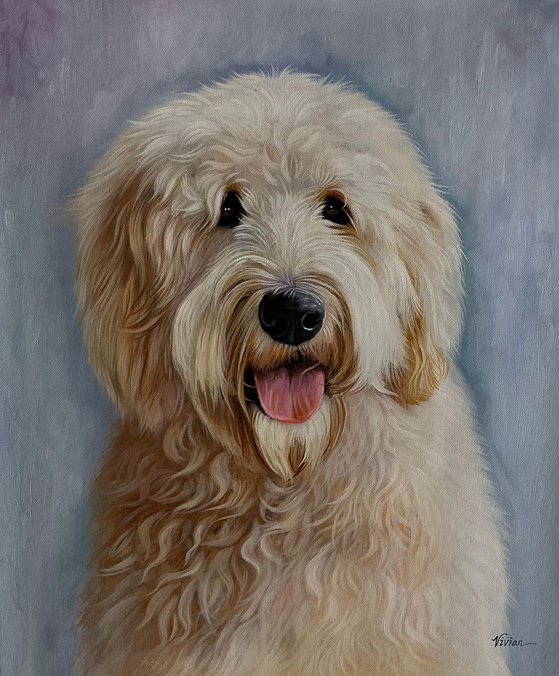 Custom handmade acrylic artwork of a dog