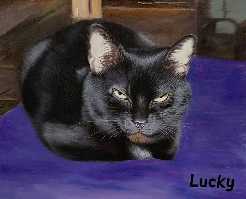 Custom oil painting of a cat