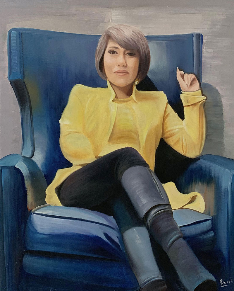 Custom acrylic painting of a lady