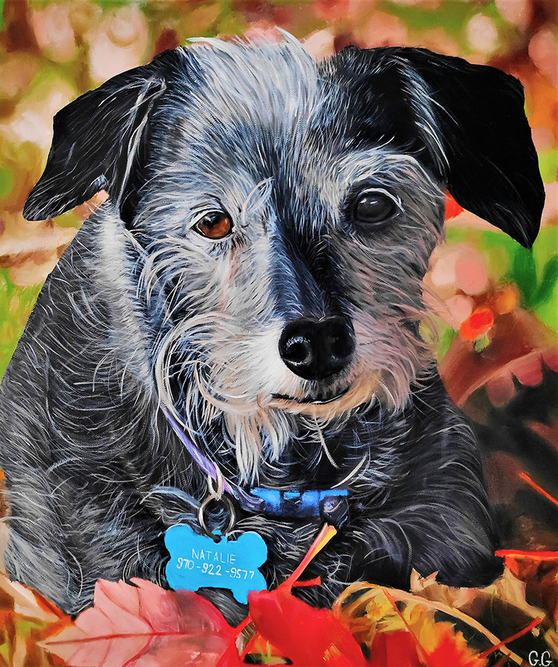 Custom oil painting of a dog