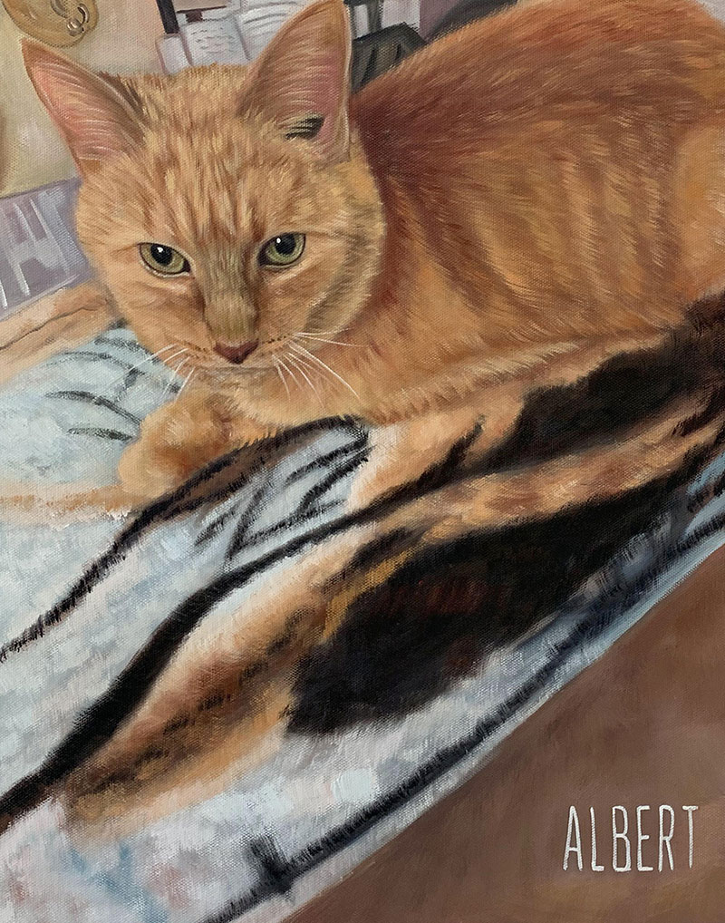 Custom handmade oil painting of a cat