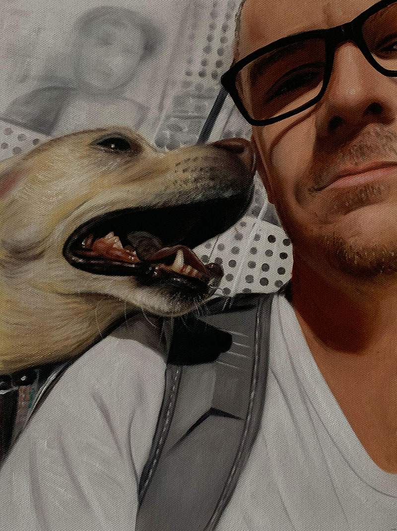 Custom oil painting of an adult and a dog