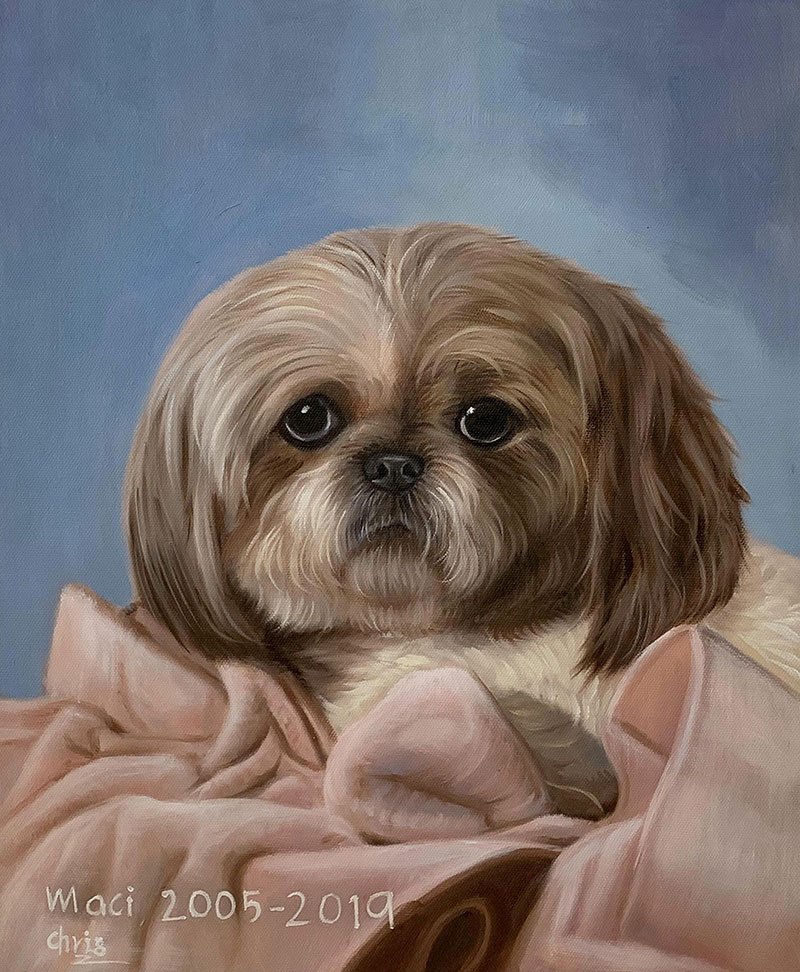 Custom oil painting of a dog