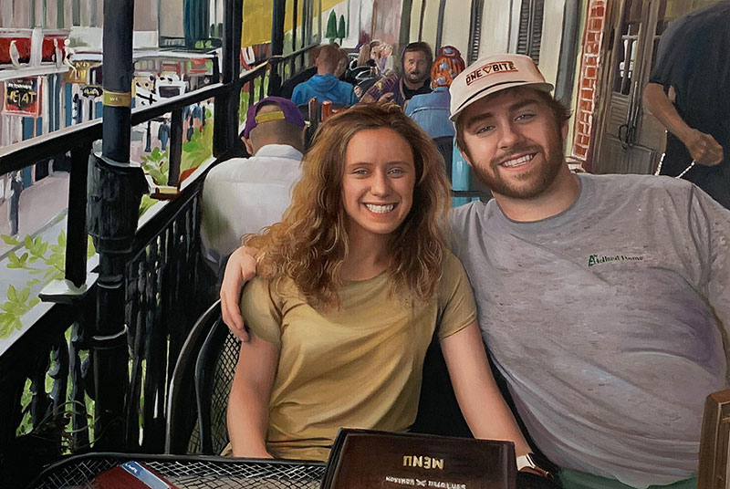 Custom handmade oil painting of a happy couple