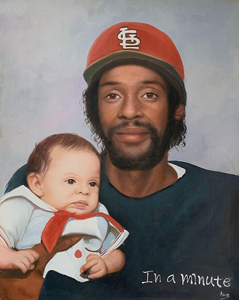 Beautiful oil artwork of a father and child