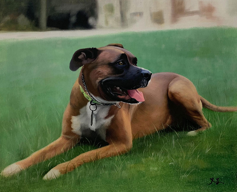 Custom handmade acrylic painting of a dog