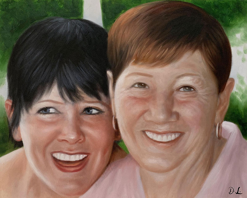 Custom acrylic painting of two adults