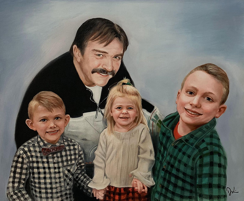 Beautiful oil painting of a family