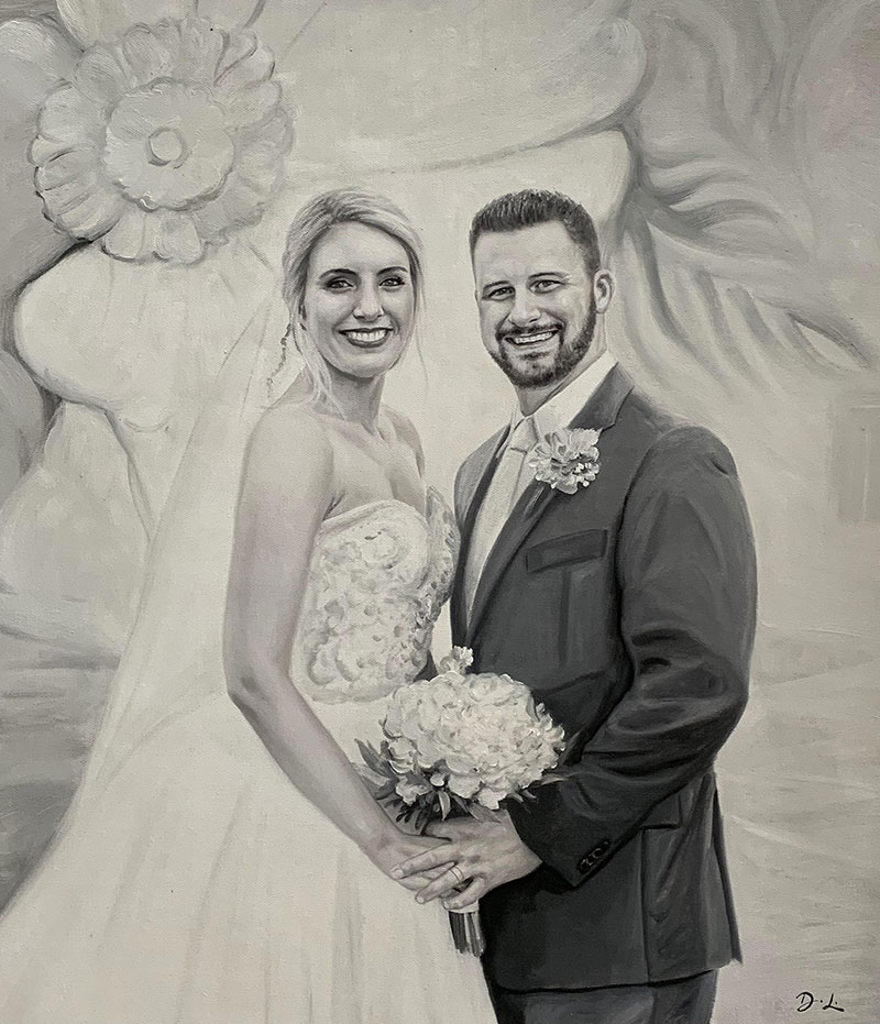 Beautiful oil painting of a happy couple