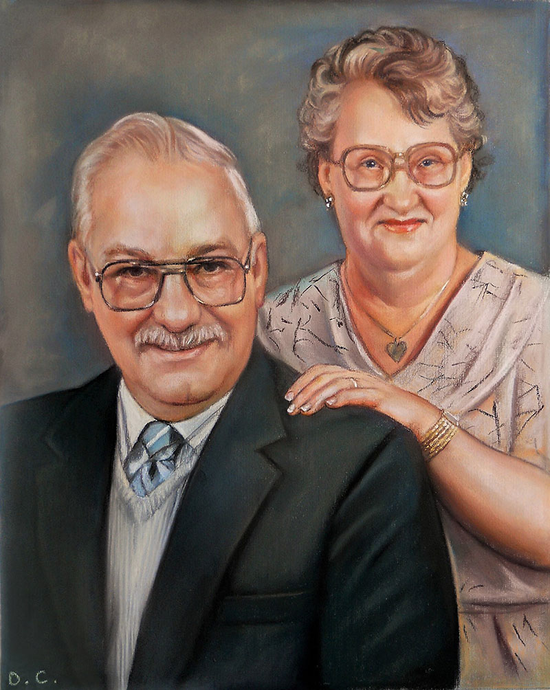 Custom pastel portrait of a couple