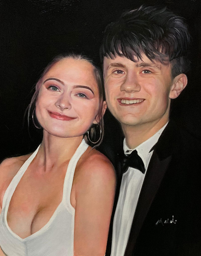 Gorgeous handmade oil painting of a couple