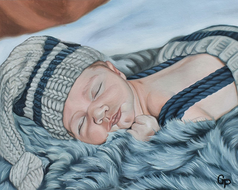 Beautiful handmade oil painting of a child