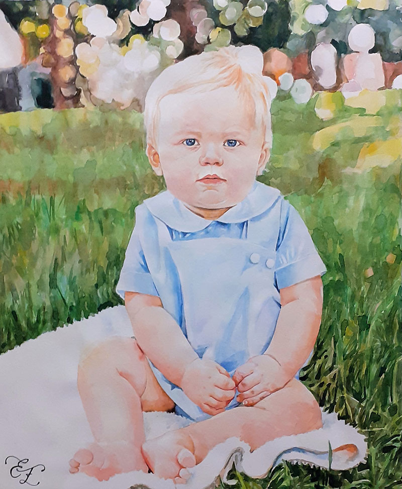 Beautiful watercolor painting of a child