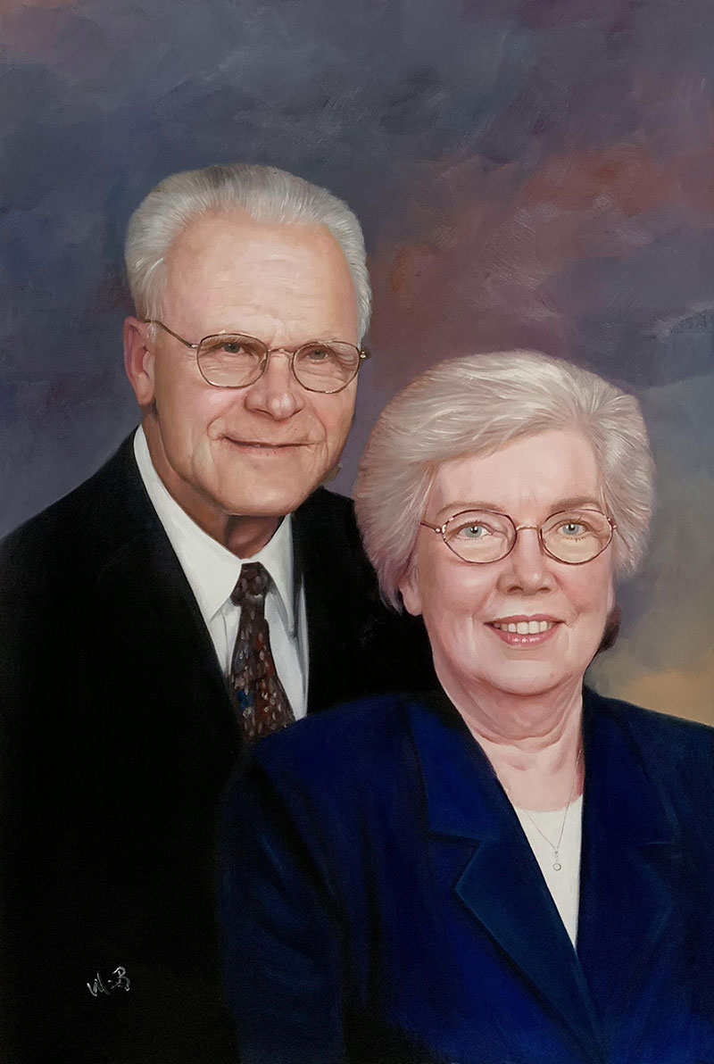 Custom oil painting of an elder couple