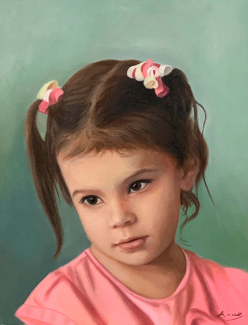 Custom close up oil painting of a girl