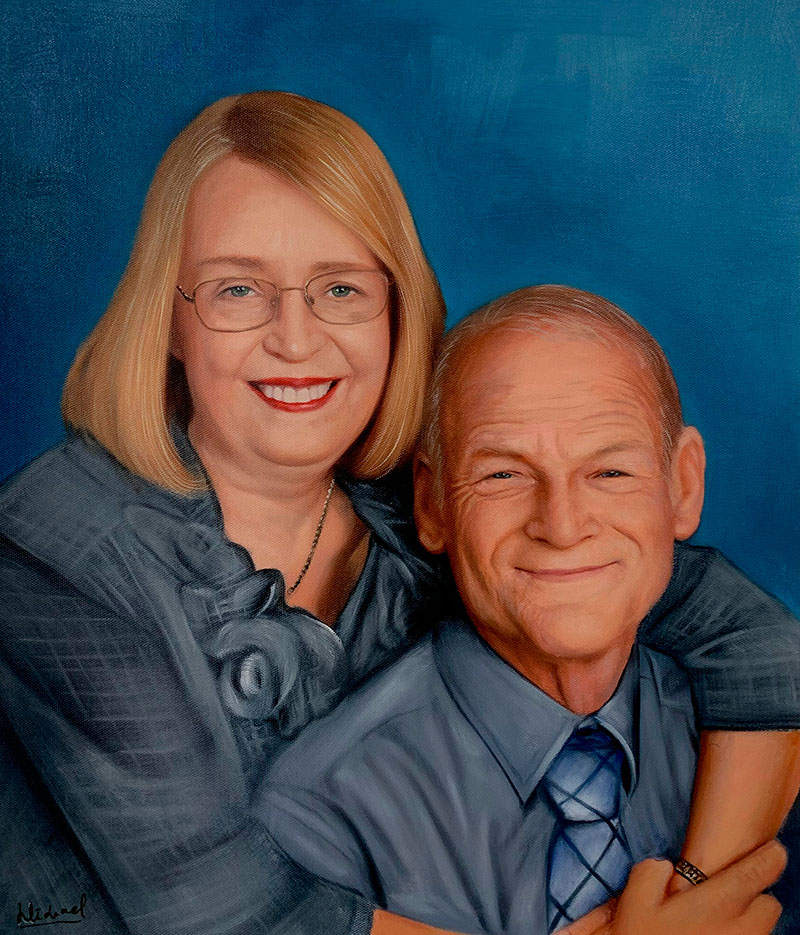 Gorgeous oil painting of a happy couple