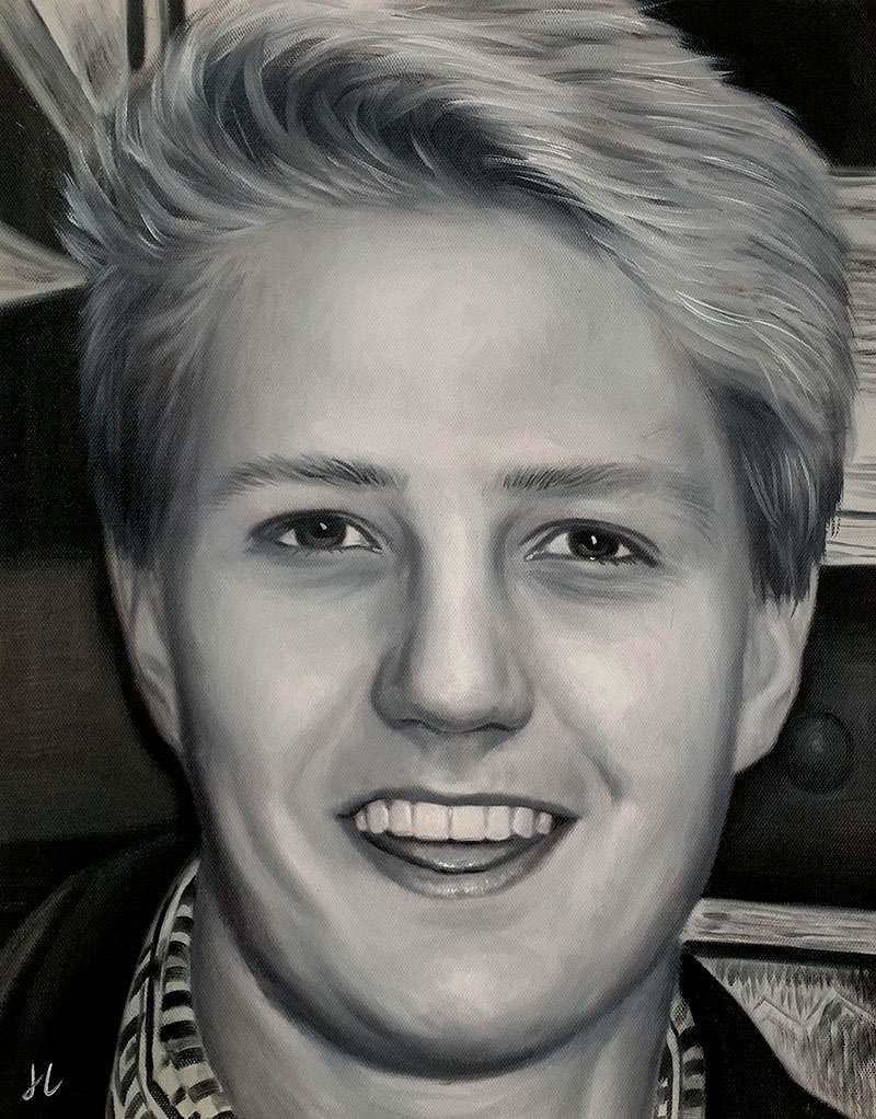 Personalized close up oil portrait of a man
