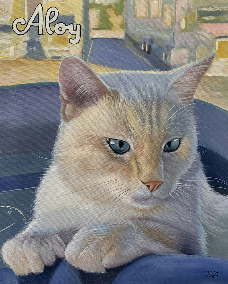 Beautiful close up acrylic painting of a cat