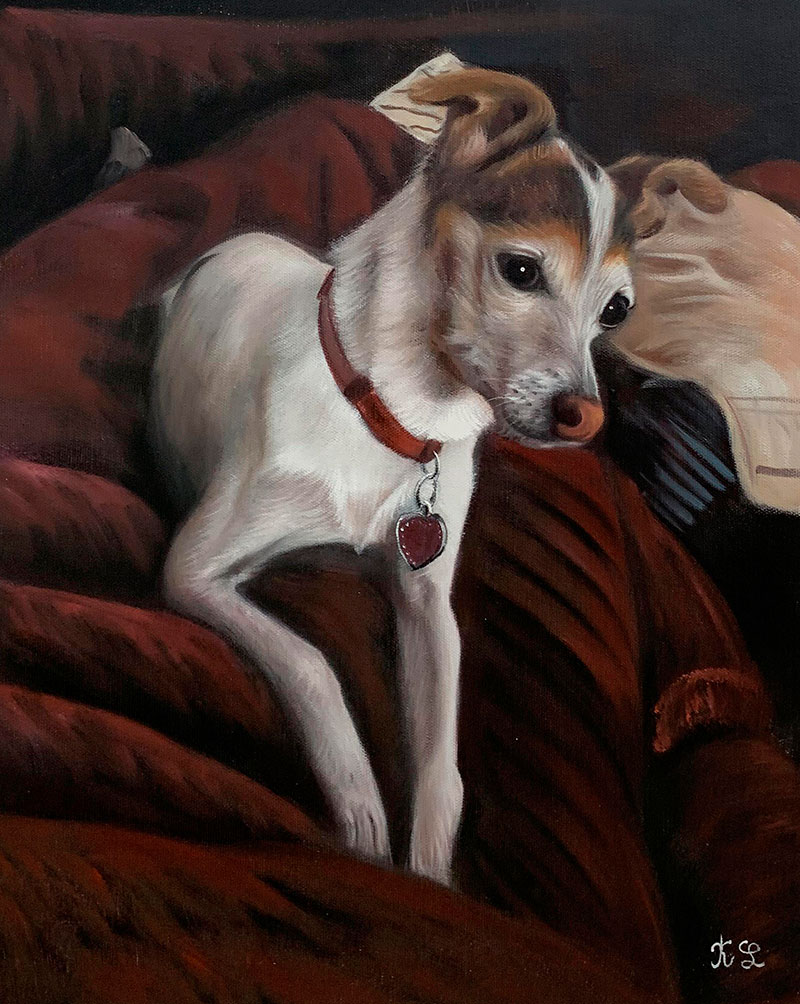 Beautiful acrylic painting of a dog 