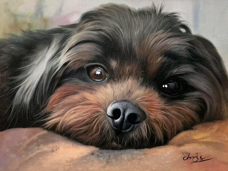 Custom oil painting of a dog