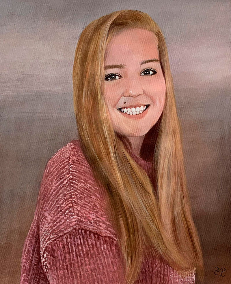 Beautiful pastel portrait of a blonde girl