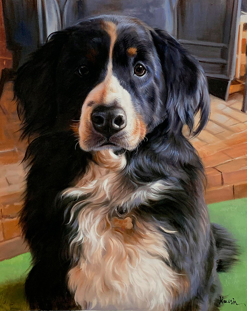 Painting of a Bernese Mountain Dog