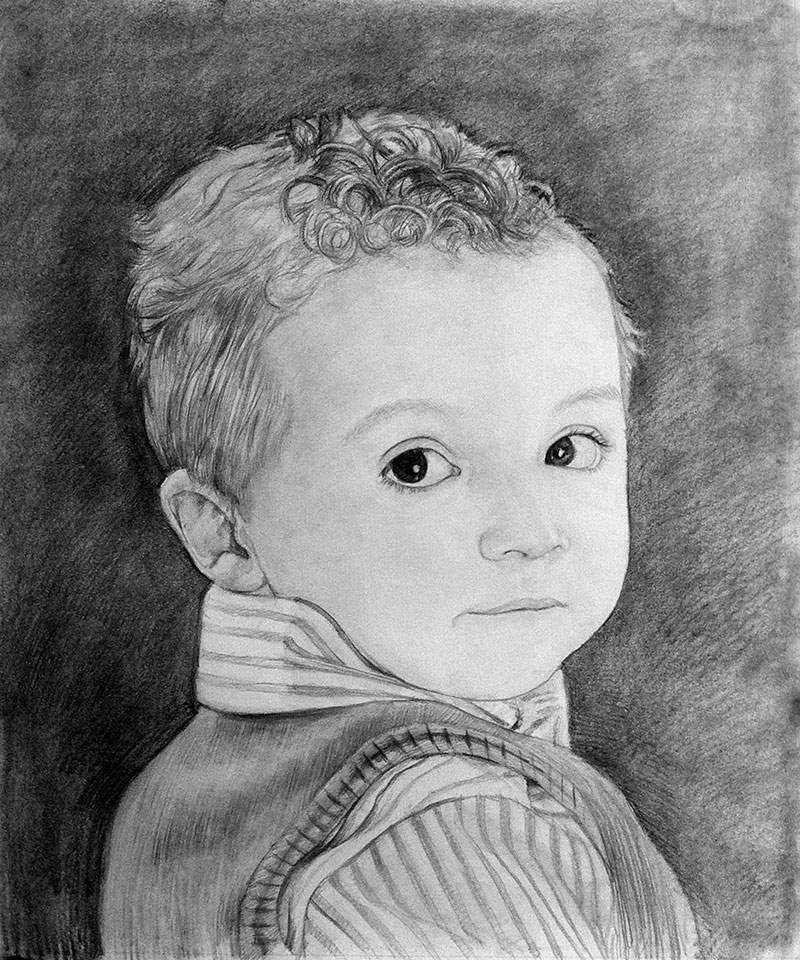 Portraits d'enfants au crayon