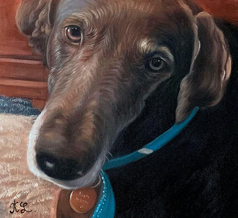 Custom handmade acrylic painting of a dog