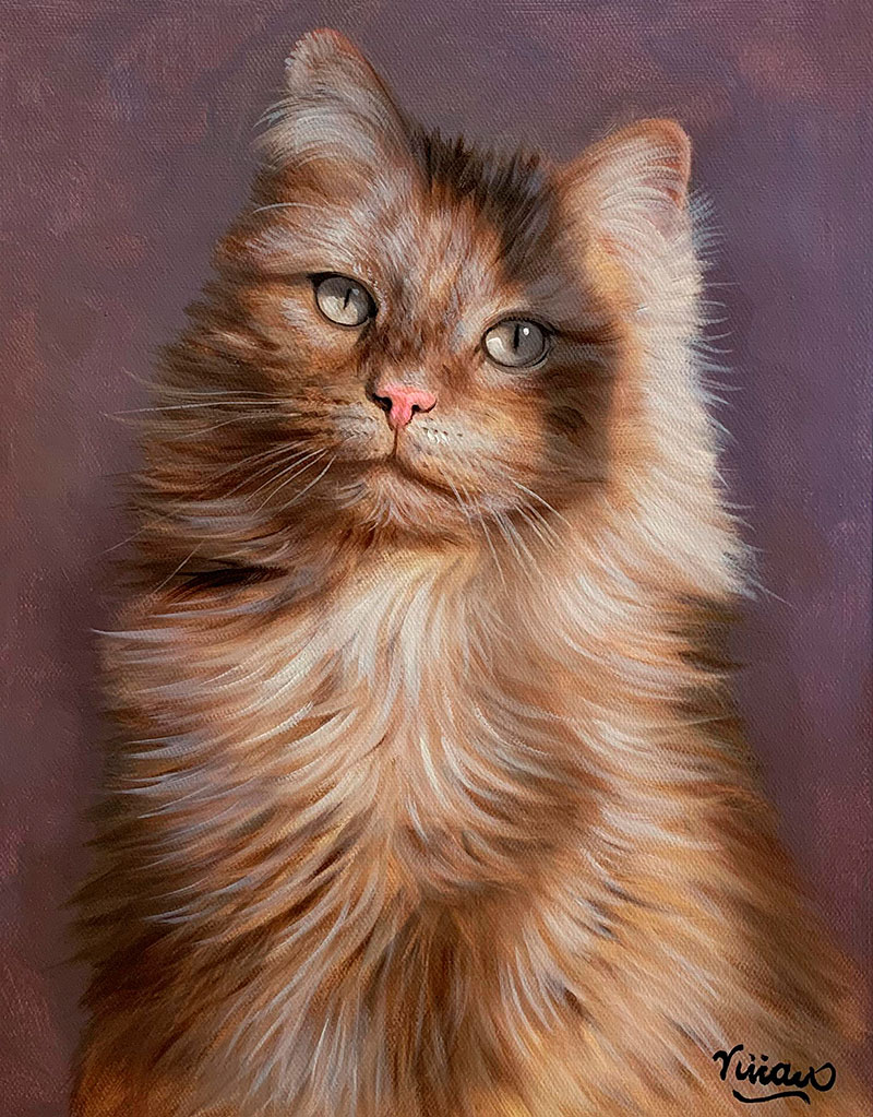 Hyper realistic oil painting of a cat