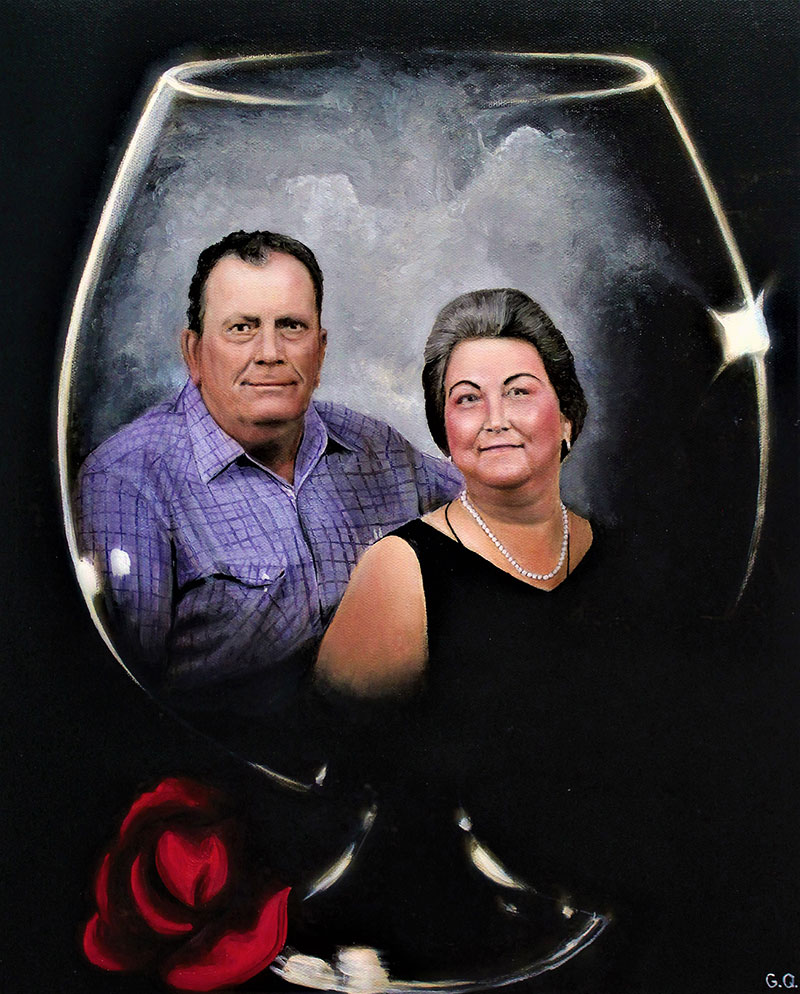 Custom oil painting of a couple