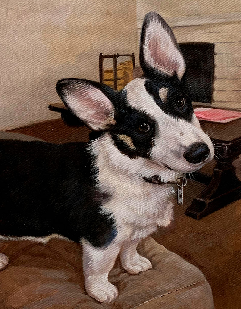 Custom oil artwork of a dog