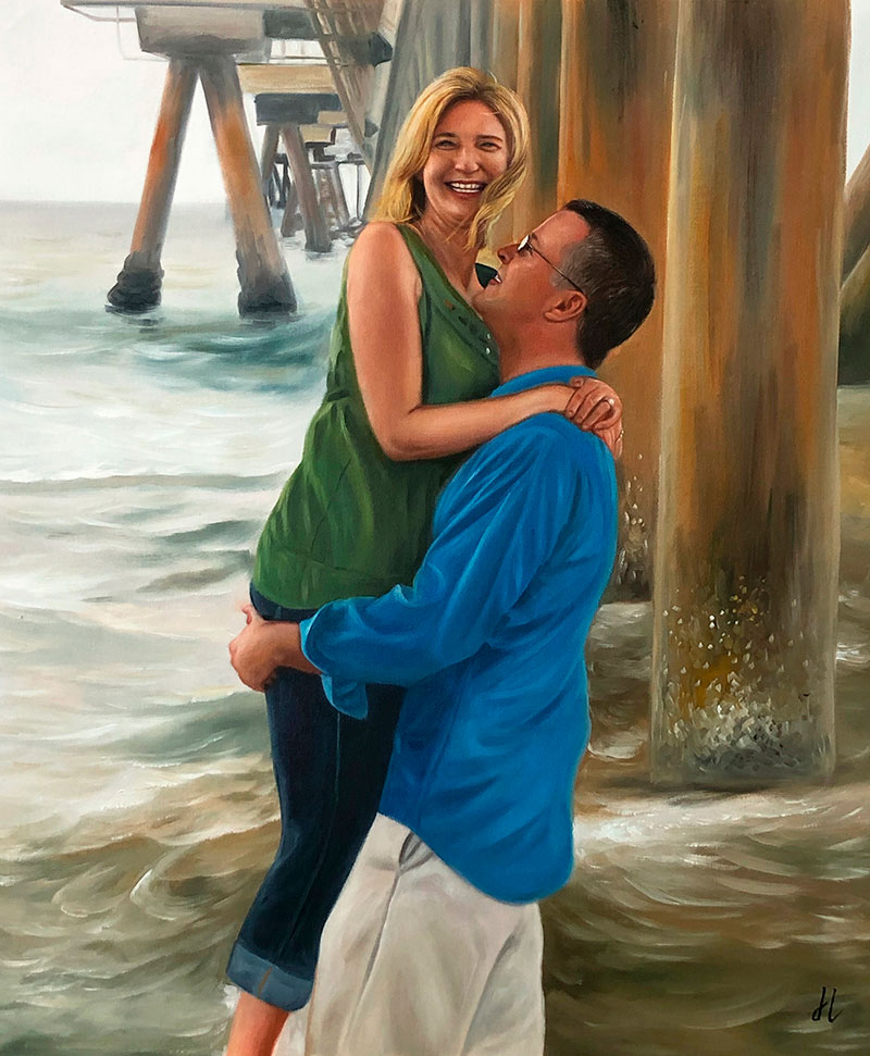 Custom handmade oil painting of a couple