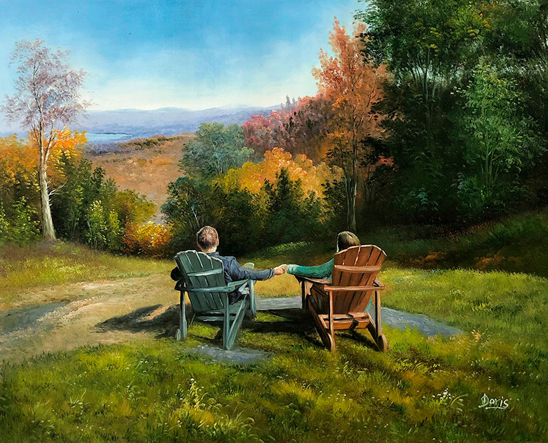 Stunning handmade oil painting of a loving couple